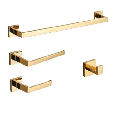 Imagem de WANGKENSU Acessórios de banheiro acessórios de banheiro ouro escovado barra de toalha de parede trilho suporte de papel gancho de aço inoxidável cabide de rack de banheiro moderno (gancho de níquel