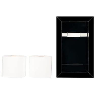 Imagem de Nicho Design Porta Papel Higiênico de Embutir, Porcelanato Polido - (Preto Absoluto) 15x27x11cm, Moderno, com Reservatório para 2 Rolos e Rolete