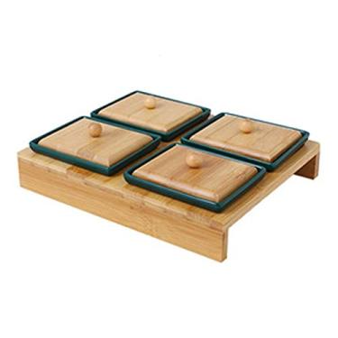 Imagem de Travessa de porca de nozes, bandejas divididas, bandeja de frutas secas com tampa, bandeja para temperos, conjunto de bandeja de condimentos