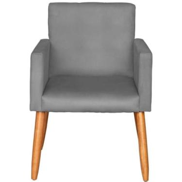 Imagem de Poltrona Estofada Decor para Sala de Espera Tecido Suede Macia Pés de Madeira Moblan decor (Cinza)
