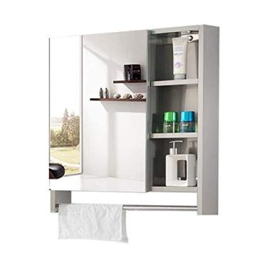 Imagem de Armário de banheiro montado na parede armário de parede com porta única organizador de armazenamento multiuso armário de cozinha espelho armário de armazenamento