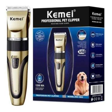 Imagem de Máquina Tosador Aparador Pelos Pet Cães Gatos Recarregável - Kemei