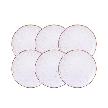 Imagem de Kit Prato Raso Tramontina Rústico Marrom em Porcelana Decorada 28 cm 06 Peças