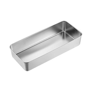 Imagem de MotiveTech Forma para Lasanha de aço Inoxidável com Fundo Plano, Resistente E Resistente, Retangular para Assar, Torradeira, Forno, Pão E Caçarola, 33x15x6cm, Tamanho real
