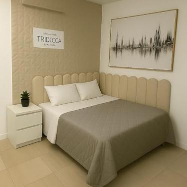 Imagem de Cabeceira Estofada Modular em Suede Para Cama Box Casal, Queen e King 45x20cm(BEGE CLARO,17)