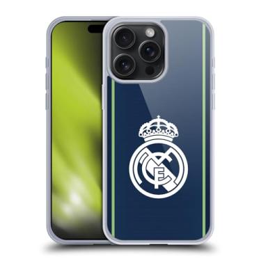Imagem de Head Case Designs Capa de gel com emblema azul escuro oficialmente licenciada pelo Real Madrid CF [proteção de grau militar] compatível com Apple iPhone 15 Pro Max e compatível com MagSafe