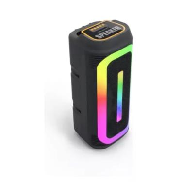Imagem de Caixa de Som Portátil, Bluetooth, 30W RMS, Preta, LED RGB, com Rádio FM, USB e Bateria Recarregável