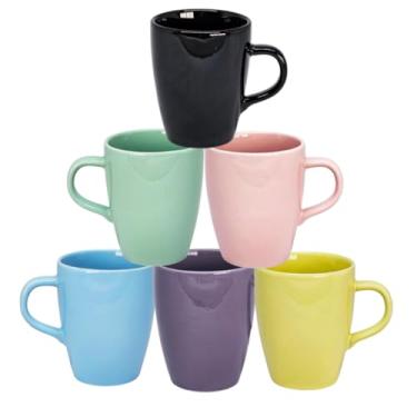 Imagem de Conjunto de 6 canecas de porcelana, 230 ml, xícaras de café e chá (6 Colorida)