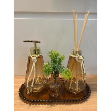 Imagem de KIT PORTA SABONETE E DIFUSOR COM BANDEJA E VASINHO - VIDRO (Topazio 300 ml)