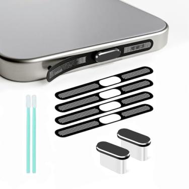 Imagem de Plugue de poeira USB C, capa de porta USB C, capa de plugue USB C com protetor de alto-falante capa contra poeira compatível com iPhone 17 (preto)