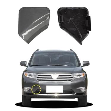 Imagem de Goholy Tampa do gancho de reboque do para-choque dianteiro do carro compatível com Toyota Highlander 2011 2012 2013 tampa de reboque 52120E060 521270E070 tampa pequena olho de reboque cinza direito