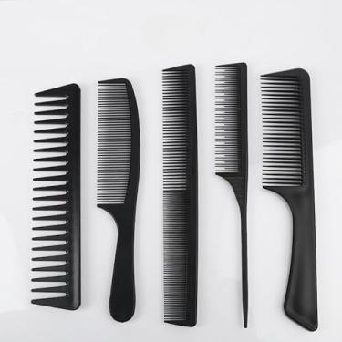 Imagem de Conjunto de 5 pincéis de cabelo para uso doméstico, grande, conjunto de maquiagem, pente portátil, suprimentos de cabeleireiro para homens e mulheres (preto)
