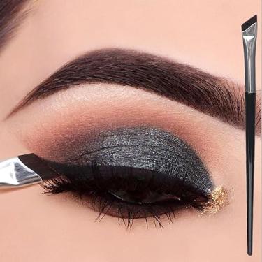 Imagem de Pincéis de maquiagem multifuncionais pretos macios com manchas de batom contorno, delineador, cobertura de sobrancelha, pincéis corretivos (pincel delineador)