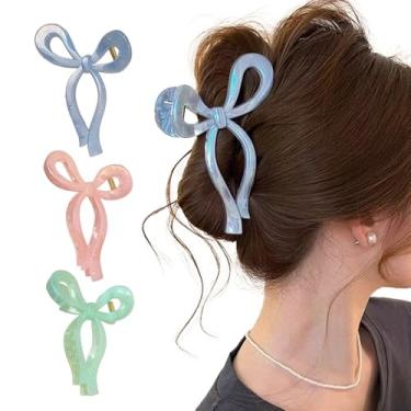 Imagem de 3 peças de grampos de cabelo 3D com acabamento pérola, laço de fita brilhante, prendedor de cabelo para mulheres, suporte de rabo de cavalo antiderrapante para uso diário, festas, férias na praia