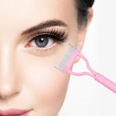 Imagem de Ferramenta separadora de pente de cílios com dentes de metal curvos, escova removedor de rímel para aparência definida e acabamento de maquiagem dos olhos