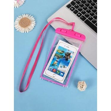 Imagem de 1 bolsa universal à prova d'água para celular, bolsa de mergulho com tela sensível ao toque, para natação, deriva e outros esportes aquáticos, rosa