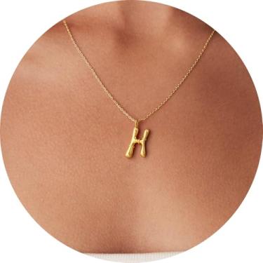 Imagem de Pingente de colar com inicial A-Z em 3D, joia de aço inoxidável personalizada, corrente ajustável, adequado para design moderno de letras femininas, F, Aço inoxidável, Sem Pedra Preciosa