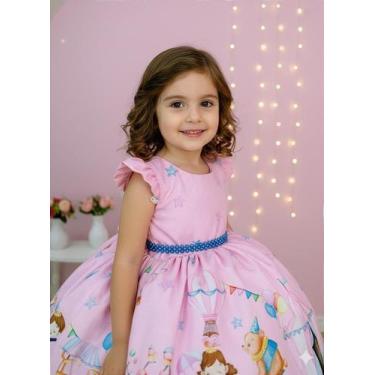 Imagem de Vestido Infantil Rosa Circo com Estrelas para Festas e Eventos - Fabul