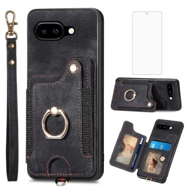 Imagem de Asuwish Capa de telefone para Google Pixel 9A capa carteira com protetor de tela de vidro temperado e alça de pulso RFID suporte para cartão de crédito anel acessórios para celular Pixel9A A9 5G