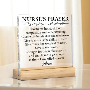 Imagem de Presentes de agradecimento de enfermeiras religiosas inspiradoras para mulheres, versículo bíblico, oração de enfermeira, placa acrílica, decoração de mesa de Natal, Ação de Graças, presentes de