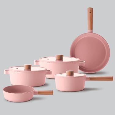 Imagem de Conjunto De Panelas Neoflam Rosa Aluminio Indução