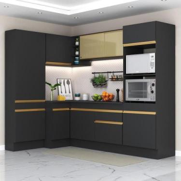 Imagem de Cozinha Completa De Canto Com Armário E Balcão Preta - MULTIMOVEIS