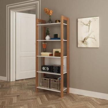 Imagem de Estante Escritório Multiuso Cr25000 Amêndoa/branca - MULTIMOVEIS