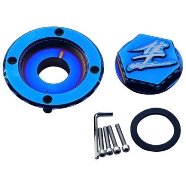 Imagem de Tampa do tanque de combustível a gás cromado azul compatível com Suzuki Hayabusa GSXR1300 1999-2007