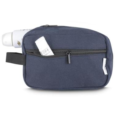 Imagem de Nécessaire Masculina em Algodão Reciclado 340g/m² | Estojo Organizador com Forro 210D | Ideal para Viagem, Academia e Uso Diário (Azul)