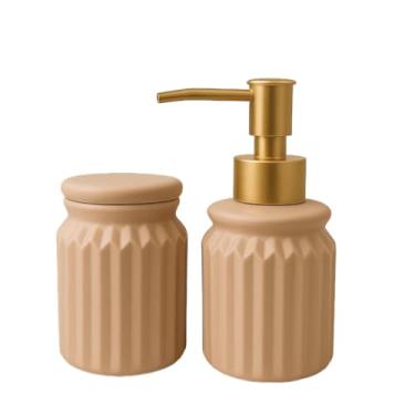 Imagem de Kit De Lavabo Para Banheiro, LavatóRios, Frascos De áLcool Em Gel, Porta-Escovas De Dente, Produtos De CerâMica(Quadradinhos Preto)