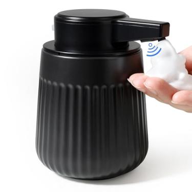 Imagem de BosilunLife Dispensador automático de sabão de cerâmica com bico de bomba estendido, 3 níveis ajustáveis, espuma sem toque, dispensador de espuma para lavar à mão para banheiro e cozinha, design