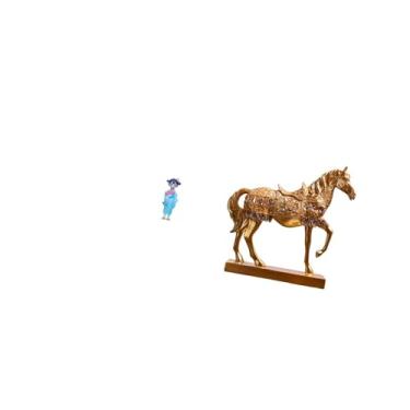Imagem de Fenteer Estátua de Resina de Gueixa Kabuki Asiática com Estatueta de Cavalo, Escultura de Animal, Quimono Japonês, Acessórios para Casa de Bonecas, Quarto de