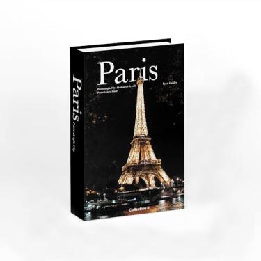 Imagem de Caixa de armazenamento de livros falsos de estilo moderno - cofre oculto decorativo para casa, escritório, organizadores de dormitório e decoração de mesa de centro (Paris2)