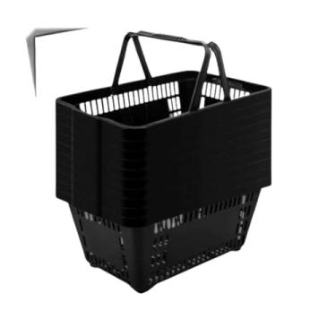 Imagem de Kit com 10 Cestinhas Plásticas para Comércio 16L | Cestas Reforçadas, Leves e Duráveis para Supermercado e Loja