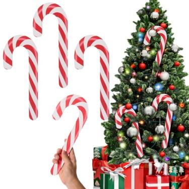 Imagem de AWIZOM 12 peças, decorações grandes de bengalas de doces de Natal de 29 cm, enfeites de bengala de doces de madeira vermelha e branca rústica para pendurar em árvore de Natal para artesanato faça você