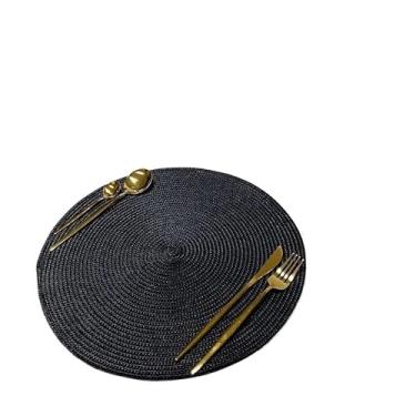 Imagem de Jogo Americano kit 4 Peças Mesa Sousplat Cozinha Redondo Jantar Descanso de Prato(Preto × 4)