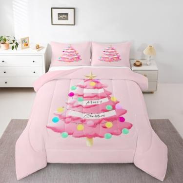 Imagem de Feelyou Conjunto de cama macio para meninos e meninas, decoração de Natal, solteiro, vintage, Papai Noel, edredom de microfibra, presente para mulheres, 2 peças com 1 fronha