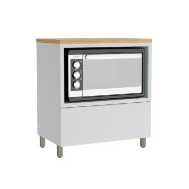 Imagem de Balcão de Cozinha com Tampo Marquesa 100% MDF 1 Gaveta Branco e Nature