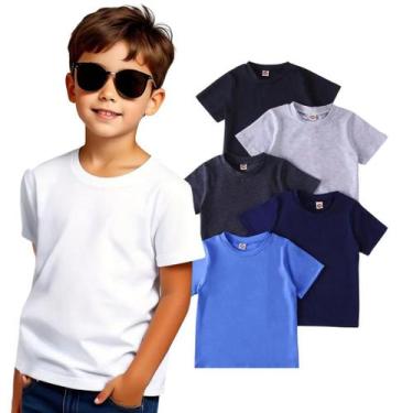 Imagem de Kit 2 Camiseta Manga Curta Infantil Menino Básica Lisa Tamanho 4 ao 16