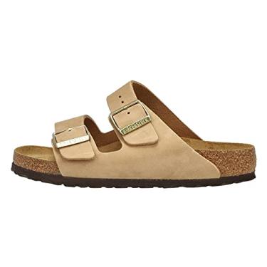 Imagem de Birkenstock Sand lia unissex Arizona macia com palmilha Largura estreita, Sandcastle Nubuck, 10-10.5 Women/8-8.5 Men