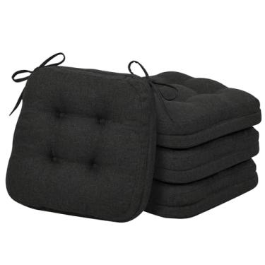 Imagem de baibu Conjunto De 4 Almofadas Para Cadeira Jantar, Espuma Viscoelástica Com Design Patenteado Dupla Camada, Antiderrapantes Cozinha, Amarras, 42,5 X 8,9 Cm, Pacote, Preto