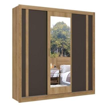 Imagem de Guarda Roupa Casal Ibiza Glass 3 Portas Capuccino Cacau Off White Flex