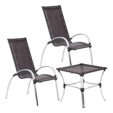 Imagem de Jogo De Cadeira E Mesa Garden Em Alumínio Trama Original Tabaco