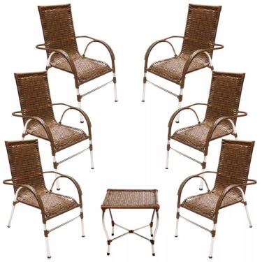 Imagem de Jogo 6 Cadeiras E Mesa Para Varanda Vênus Trama Original Argila