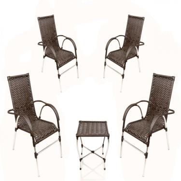 Imagem de Jogo 4 Cadeiras E Mesa E Jardim Trama Original Tabaco