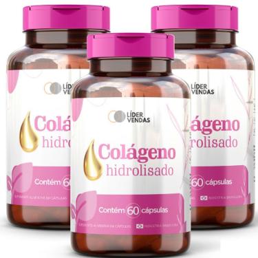 Imagem de Colágeno Hidrolisado Em Cápsulas 500mg 60 Cápsulas - 3 Potes Pele Firme E Saudável Com Praticidade!