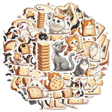 Imagem de 100 pçs adesivos fofos de pão de gatos brinquedos animais encantadores para telefone faça você mesmo, guitarra, laptop, notebook, mala, copo, guitarra, laptop, capacete, skate