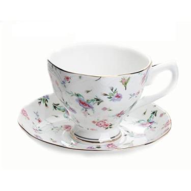 Imagem de Conjunto de xícaras de chá conjuntos de chá para mulheres conjuntos de chá para adultos osso fino China xícara de café e pires e colher, design de moda engraçado, xícara de café expresso, caneca de