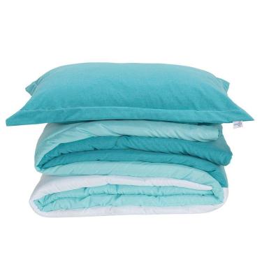 Imagem de Kit Edredom Solteiro Dupla Face Colorful Linho E Hipercal 400 Fios 5 Peças - Verde