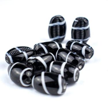 Imagem de Kit c/ 10 Firmas de Búzios 22 mm Preto e Branco Murano Guias - Lua Mís